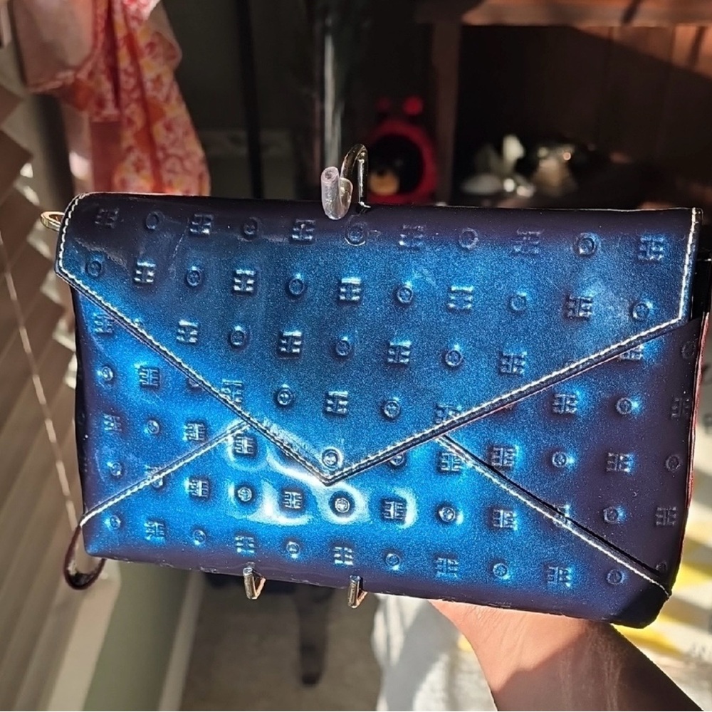 Vintage Arcadia Patent Leather Blue Clutch